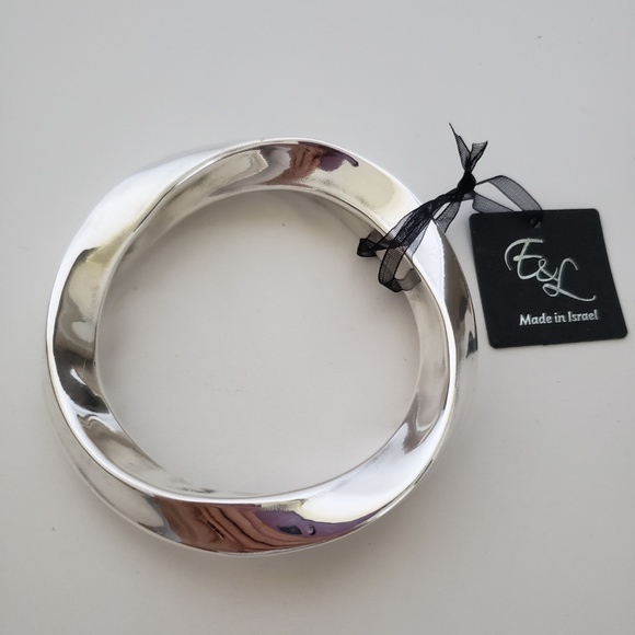 E&L Israel Sterling Silver Electroform Bangle Bracelet - Picture 2 of 9